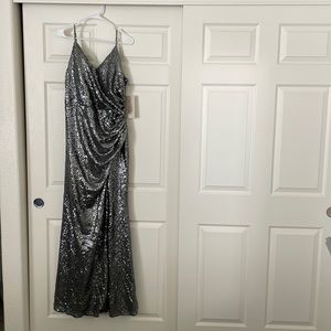 Gorgeous charcoal Revelry sequin dress ruched at the waist. Only used once!